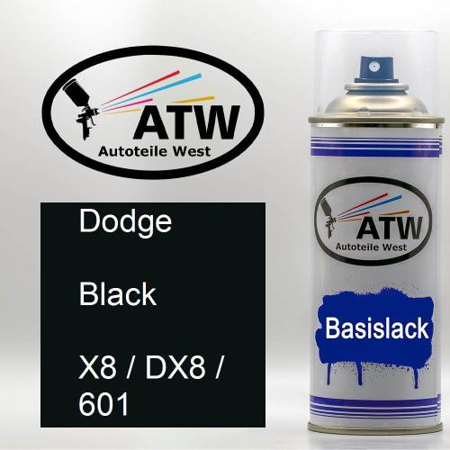 Dodge, Black, X8 / DX8 / 601: 400ml Sprühdose, von ATW Autoteile West.